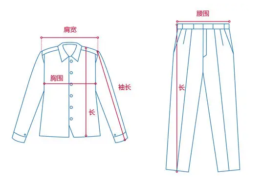 定做工作服測量展示圖，短袖工作服定做，冬季工作服定做